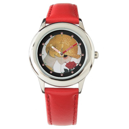 LADY MIT ROTE ROSE ARMBANDUHR (Vorderseite)