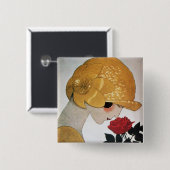 LADY MIT ROTE ROSE BUTTON (Vorne & Hinten)