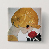 LADY MIT ROTE ROSE BUTTON (Vorderseite)