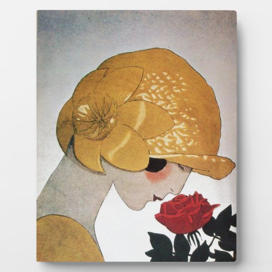 LADY MIT ROTE ROSE FOTOPLATTE (Vorderseite)