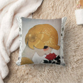 LADY MIT ROTE ROSE / geometrischen Wirbel Kissen (Decke)