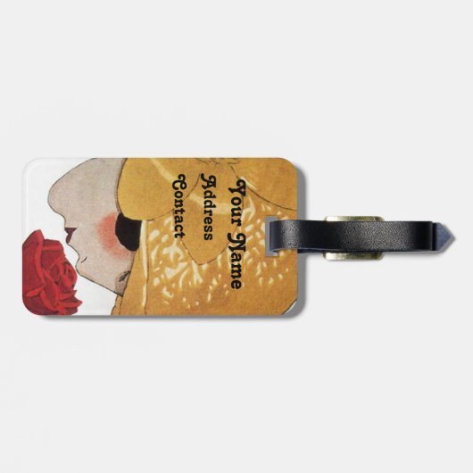LADY MIT ROTE ROSE GEPÄCKANHÄNGER (Rückseite horizontal)