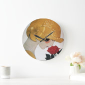 LADY MIT ROTE ROSE GROßE WANDUHR (Zuhause)