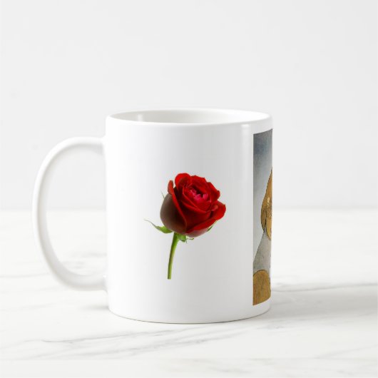 LADY MIT ROTE ROSE KAFFEETASSE (Links)