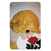 LADY MIT ROTE ROSE MAGNET (Vertikal)