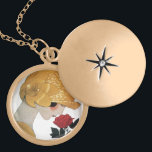 LADY MIT ROTE ROSE MEDAILLON<br><div class="desc">Lebhafte,  klassische französische Art Deco High Mode Illustration. Porträt einer wunderschönen jungen Frau,  die einen goldenen Hut mit Blume trägt,  Schwarz-weiße,  gelbe,  graue Farben. Cooles,  modernes und künstlerisches Design.</div>