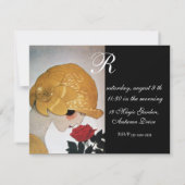 LADY MIT ROTE ROSE MONOGRAM BRAUTPARTY PARTY EINLADUNG (Rückseite)