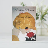 LADY MIT ROTE ROSE MONOGRAM BRAUTPARTY PARTY EINLADUNG (Stehend Vorderseite)