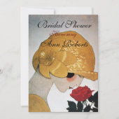 LADY MIT ROTE ROSE MONOGRAM BRAUTPARTY PARTY EINLADUNG (Vorderseite)