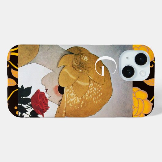 LADY MIT ROTE ROSE MONOGRAM Case-Mate iPhone HÜLLE (Rückseite (Horizontal))