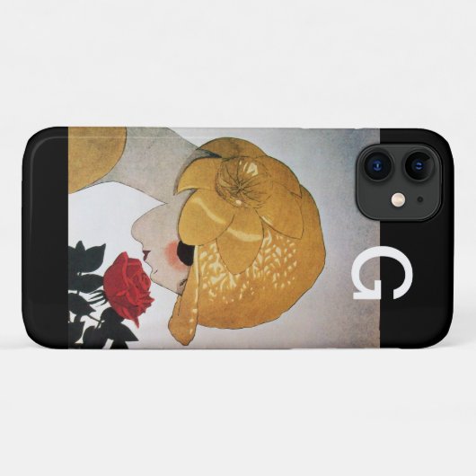 LADY MIT ROTE ROSE MONOGRAM Case-Mate iPhone HÜLLE (Rückseite (Horizontal))