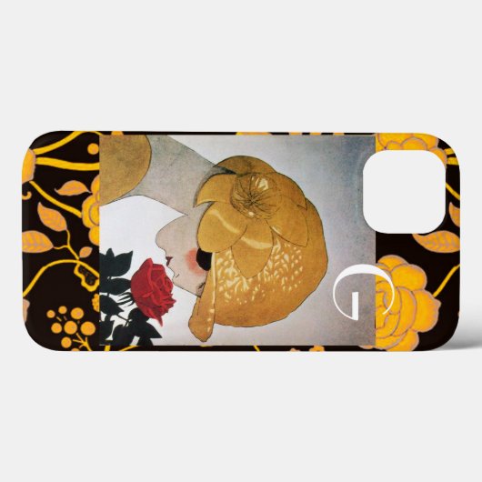 LADY MIT ROTE ROSE MONOGRAM Case-Mate iPhone HÜLLE (Rückseite (Horizontal))