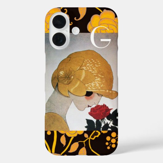 LADY MIT ROTE ROSE MONOGRAM Case-Mate iPhone HÜLLE (Rückseite)