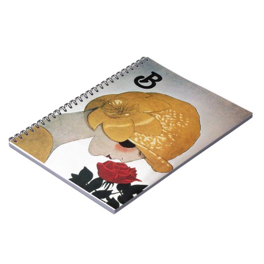 LADY MIT ROTE ROSE MONOGRAM NOTIZBLOCK (Linke Seite)