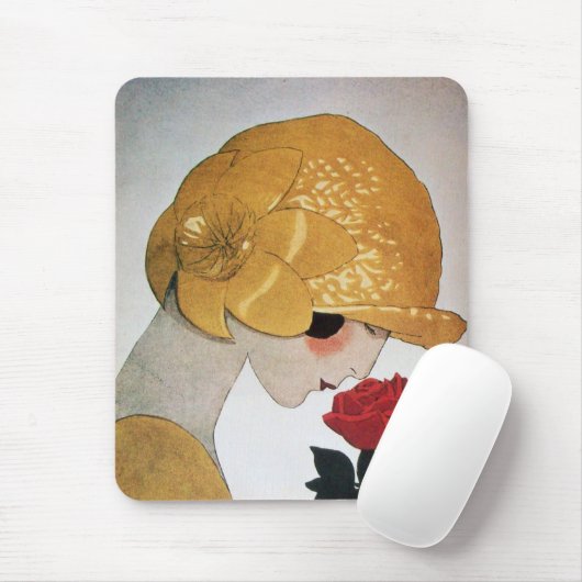 LADY MIT ROTE ROSE MOUSEPAD (Mit Mouse)