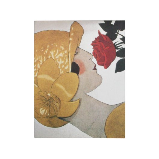 LADY MIT ROTE ROSE NOTIZBLOCK (Rotiert)