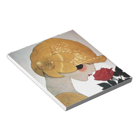 LADY MIT ROTE ROSE NOTIZBLOCK (angewinkelt)