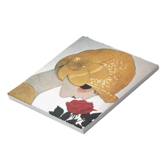 LADY MIT ROTE ROSE NOTIZBLOCK (Rotiert)