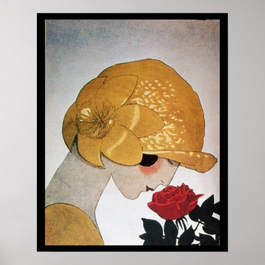 LADY MIT ROTE ROSE POSTER (Vorne)