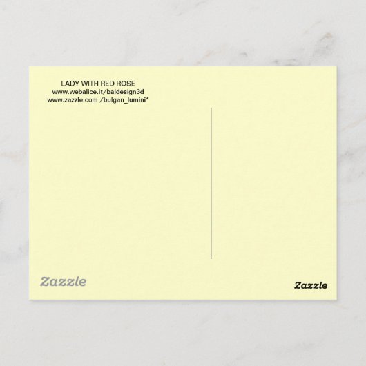 LADY MIT ROTE ROSE POSTKARTE (Rückseite)