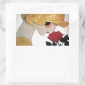 LADY MIT ROTE ROSE RECHTECKIGER AUFKLEBER (Tasche)