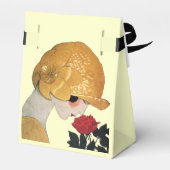 LADY MIT ROTE ROSE RUBY GEM STONE MONOGRAM ,Cream Geschenkschachtel (Rückseite)