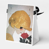 LADY MIT ROTE ROSE RUBY GEM STONE MONOGRAM GESCHENKSCHACHTEL (Rückseite)