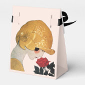 LADY MIT ROTE ROSE RUBY GEM STONE MONOGRAM, Pink Geschenkschachtel (Rückseite)