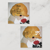 LADY MIT ROTE ROSE SCHAUTY FASHION COSTUME DESIGNE QUADRATISCHE VISITENKARTE (Vorne/Hinten)