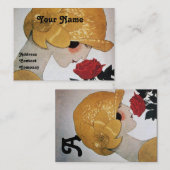 LADY MIT ROTE ROSE SCHAUTY FASHION COSTUME DESIGNE VISITENKARTE (Vorne/Hinten)