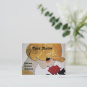 LADY MIT ROTE ROSE SCHAUTY FASHION COSTUME DESIGNE VISITENKARTE (Stehend Vorderseite)