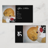 LADY MIT ROTE ROSE SCHAUTY FASHION COSTUME DESIGNE VISITENKARTE (Vorne/Hinten)