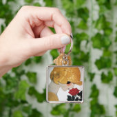 LADY MIT ROTE ROSE SCHLÜSSELANHÄNGER (Hand)