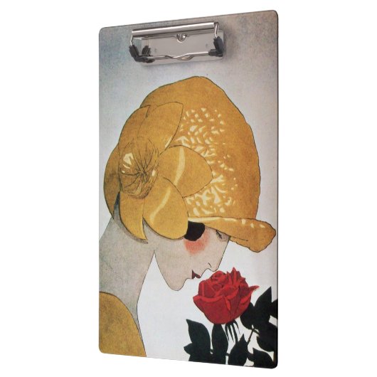 LADY MIT ROTE ROSE Schönheitsmode Klemmbrett (Links)