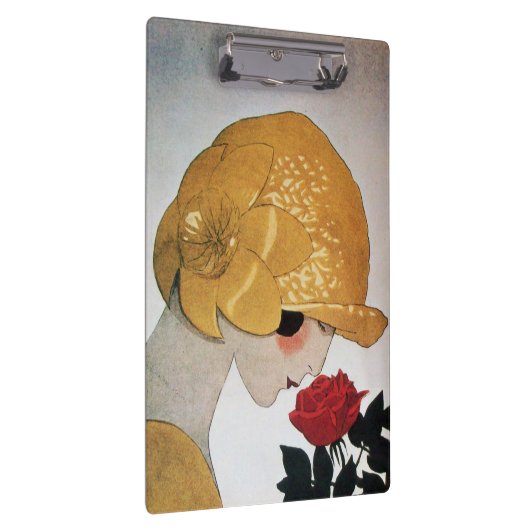 LADY MIT ROTE ROSE Schönheitsmode Klemmbrett (Rechts)