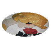 LADY MIT ROTE ROSE Schönheitsmode Schneidebrett (Ecke)