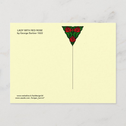 LADY MIT ROTE ROSE WEDD SPEICHERN DAS DATUM ANKÜNDIGUNGSPOSTKARTE (Rückseite)