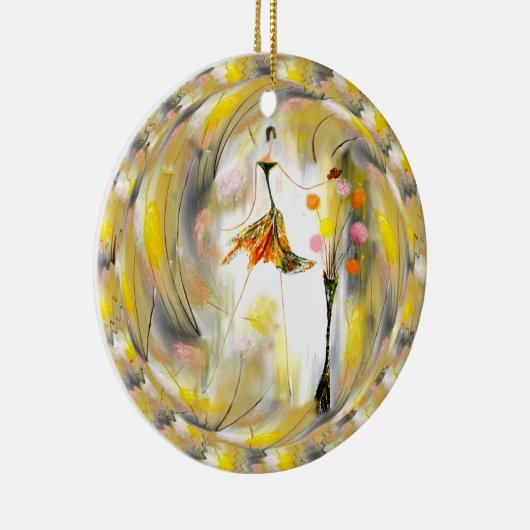 Lady mit Schmetterling Keramik Ornament (Rechts)