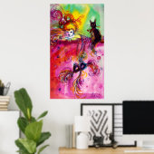 LADY MIT SCHWARZ KATZ Venezianische Masquerade Bal Poster (Heimbüro)