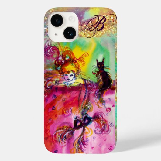 LADY MIT SCHWARZEM KATZ- UND MASK-MASCHENMASCHENMo Case-Mate iPhone Hülle (Rückseite)