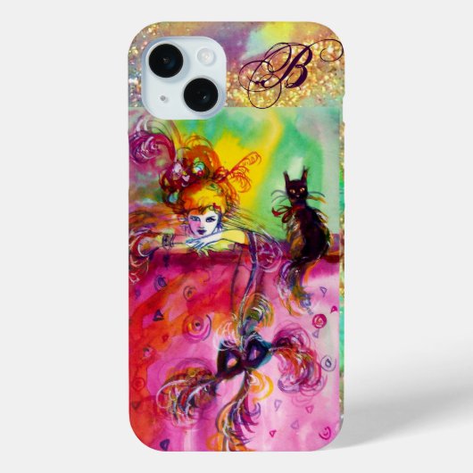 LADY MIT SCHWARZEM KATZ- UND MASK-MASCHENMASCHENMo Case-Mate iPhone Hülle (Rückseite)