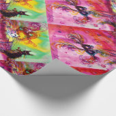 LADY MIT SCHWARZEM KATZ- UND MASK-MASK-Party Geschenkpapier (Ecke)