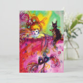 LADY MIT SCHWARZEM KATZE/Mardi Gras Masquerade Par Einladung (Stehend Vorderseite)