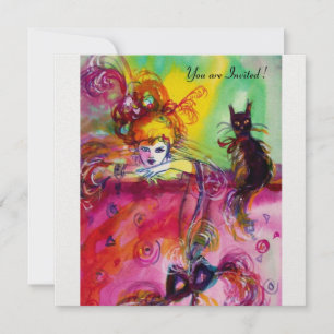 LADY MIT SCHWARZEM KATZE/Mardi Gras Masquerade Par Einladung