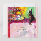 LADY MIT SCHWARZEM KATZE/Mardi Gras Masquerade Par Einladung (Rückseite)