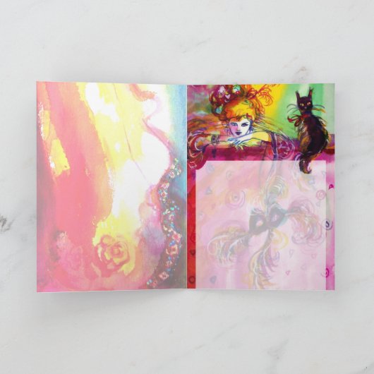 LADY MIT SCHWARZER KATZE KARTE (Innenseite)