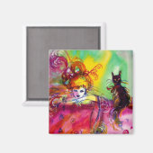 LADY MIT SCHWARZER KATZE MAGNET (Vorderseite/Rückseite)