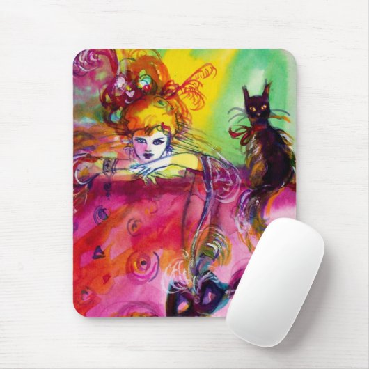 LADY MIT SCHWARZER KATZE MOUSEPAD (Mit Mouse)