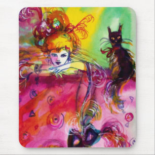 LADY MIT SCHWARZER KATZE MOUSEPAD