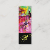 LADY MIT SCHWARZKATZE / Venezianischer Maskenball Mini Visitenkarte (Rückseite)